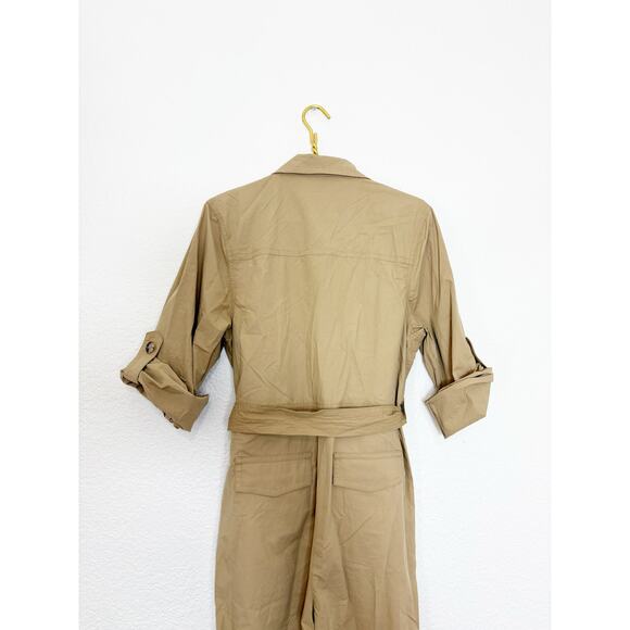 Banana Republic Poplin Jumpsuit Size Small Utility Tan Flightsuit Oversized Chic - Picture 12 of 14
